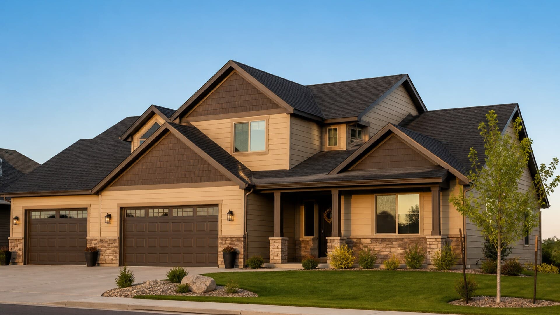 Completed residential roofing project by Wright Roofing